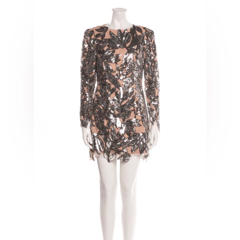 milly scottie silver sequin mini dress, women’s 4 | retail $695